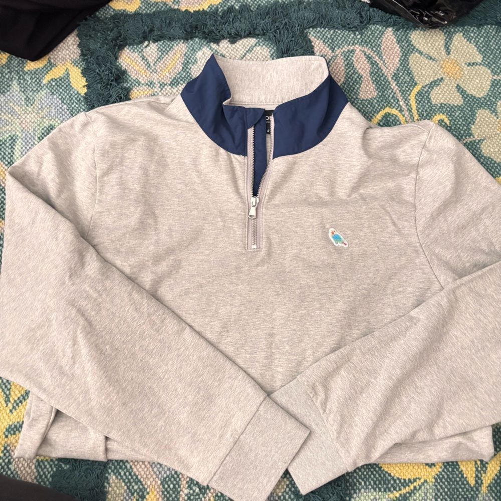 Bonobos Gray Zip Up Heathered Cotton Blend Size Large
